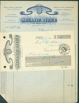 Receipt from Mecanic Office (28 Rue Caumartin, Paris) to Societe Financiere pour la Russie (280 B...