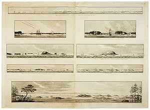 Image du vendeur pour [8 Navigational Profiles near Nova Scotia}: Appearance of the Land from the White Islands to St. Marys River taken two Leagues off Shore; The Entrance of Milford Haven at the Head of Chedabucto Bay; The Entrance of Port Bickerton bearing N. W.; A View taken off the Entrance of Beaver Harbor Bald Isle bearing E, 150 N; A View taken in the Offing of Beaver Harbour Bald Isle bearing W. by S. 3/4 S. distant 3/4 of a Mile; Appearance of the Shore to the Westward of Canso Cranberry Isle bearing N. by E. 1/2 E. distant 4 Miles; C. Bald Isle bearing N. 1/2 E. The Beaver Isles; Appearance of the S. E. Point of Nove Scotia taken from Canso Island Shewing the distant Land of Richmond Isles the Gut of Canso &c mis en vente par Donald A. Heald Rare Books (ABAA)