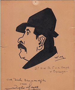 'Ds H.W.Ph.E. v.d. Bergh v. Eysinga'. Originele inkttekening. 12,9 x 10,6 cm. Gesigneerd 'W.M.', ...