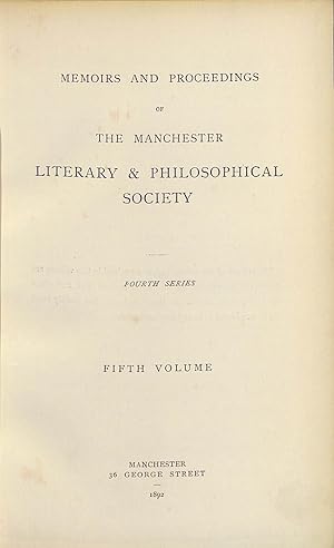 Bild des Verkufers fr Memoirs and Proceedings of The Manchester Literary & Philosophical Society zum Verkauf von WeBuyBooks