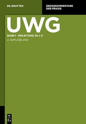 Image du vendeur pour UWG: Einleitung;  1-3 (Grokommentare der Praxis) mis en vente par AHA-BUCH