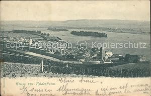 Bild des Verkufers fr Postkarte Carte Postale 41507904 Ruedesheim Gesamtansicht Blick ueber den Rhein Insel Adlerturm Ruedeshe zum Verkauf von Versandhandel Boeger