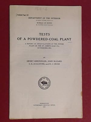 Tests of a powered-coal plant. A report of investigations at the power plant of the St. Joseph Le...