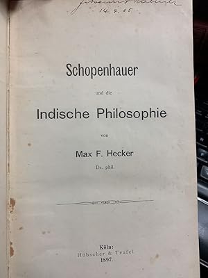 Imagen del vendedor de Schopenhauer und die indische Philosophie. a la venta por Antiquariat Michael Solder