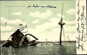 Ansichtskarte / Postkarte Wreck of the Maine, Hafen von Havanna