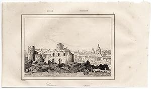 Catania Veduta panoramica Incisione originale in rame De La Salle 1835 L705