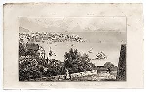 Veduta di Genova Incisione originale in rame Artaud 1835 L717