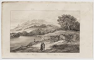 Veduta di Monte Mario Roma Incisione originale in rame Artaud 1835 L716