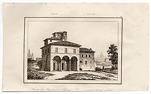 Roma Casa di Raffaello Incisione originale in rame Artaud 1835 L715