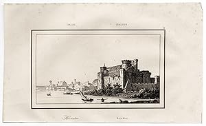 Brindisi Veduta dal mare Puglia Incisione originale in rame Artaud 1835 L721