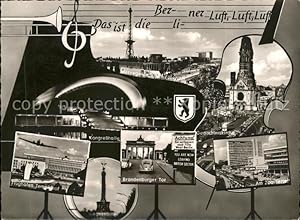 Bild des Verkufers fr Postkarte Carte Postale 41549521 Berlin Trompete Lied "Das ist die Berliner Luft" Messegelaende Funkturm zum Verkauf von Versandhandel Boeger