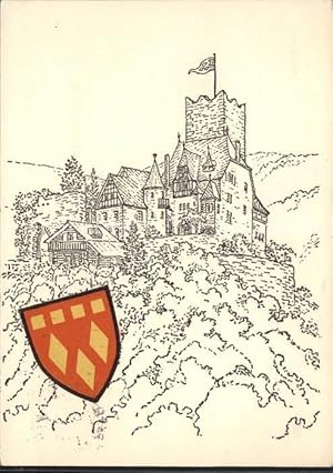 Bild des Verkufers fr Postkarte Carte Postale 41593276 Alf Mosel Burg Urras Kaiserburg Wappen Kuenstlerkarte Zeichnung Alf zum Verkauf von Versandhandel Boeger