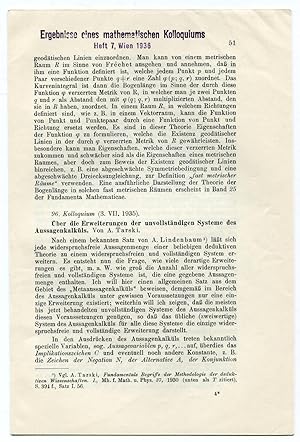 Über die Erweiterungen der unvollständigen Systeme des Aussagenkalküls. Wien, 1936.