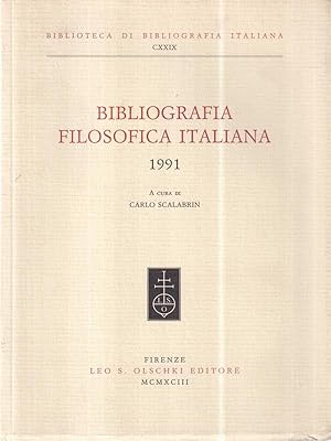 Bild des Verkufers fr Bibliografia Filosofica Italiana. 1991 zum Verkauf von Miliardi di Parole