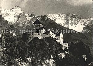 Postkarte Carte Postale 11660467 Vaduz Schloss mit Falknis Raetikon Stempel Briefmarkenausstellun...