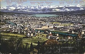 Postkarte Carte Postale 11671827 Zuerich Total mit See und Alpen Zuerich