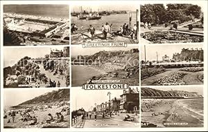 Bild des Verkufers fr Postkarte Carte Postale 11752141 Folkestone Swimming Pool Beach Fish Market Harbour Lily Pond Gardens Le zum Verkauf von Versandhandel Boeger