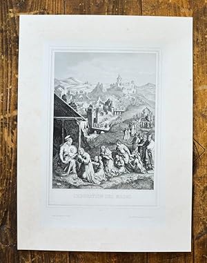 Bild des Verkufers fr Stahlstich-Ansicht von Rouargue. L'adoration des mages. zum Verkauf von Antiquariat Thomas Rezek