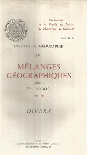 Institut de géographie IV - Mélanges géographiques - Divers