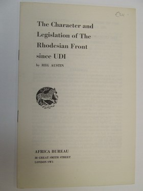 Immagine del venditore per Character and Legislation of the Rhodesian Front Since U.D.I. venduto da Kennys Bookstore