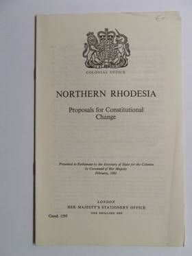 Bild des Verkufers fr Northern Rhodesia Proposals for Constitutions Change, Cmnd. 1295 zum Verkauf von Kennys Bookshop and Art Galleries Ltd.