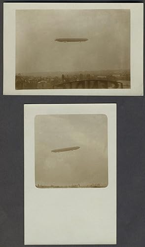 Pair of vernacular WWI Dirigible real picture postcards
