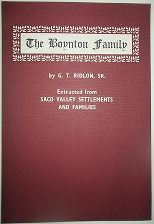 Image du vendeur pour The Boynton Family. Extracted from Saco Valley Settlements and Families mis en vente par Mare Booksellers ABAA, IOBA