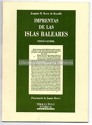 Seller image for Imprentas de las Islas Baleares. [Edici facsmil]. for sale by Llibreria Antiquria Delstres