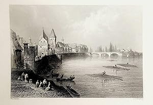 ULM, Stadtmauer und Brücke über die Donau