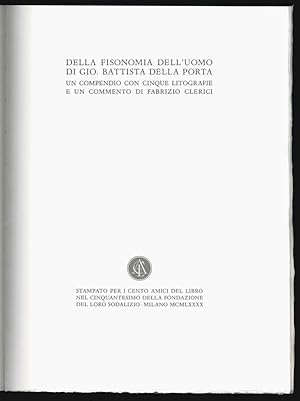 Della fisionomia delluomo di Gio. Battista Della Porta. Un compendio con cinque litografie e un ...