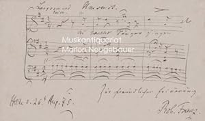 Immagine del venditore per Eigenhndiges musikalisches Albumblatt mit Unterschrift. venduto da Musikantiquariat Marion Neugebauer