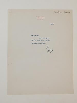 Seller image for Typed Letter Signed for sale by Argosy Book Store, ABAA, ILAB
