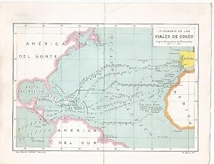 Bild des Verkufers fr LAMINA 13745: Mapa del itinirario de los viajes de Colon zum Verkauf von EL BOLETIN