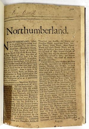 Bild des Verkufers fr Northumberland" [Extract from Magna Britannia, 1720] zum Verkauf von Attic Books (ABAC, ILAB)