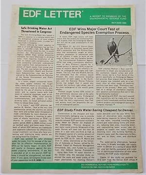 Seller image for EDF Letter (May/June 1980): A Report to Members of the Environmental Defense Fund (Newsletter) for sale by Bloomsbury Books