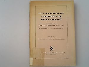 Imagen del vendedor de Philosophische Vortrge und Diskussionen : Bericht ber den Philosophen-Kongress, Mainz 1948. Zeitschrift fr philosophische Forschung ; Sonderh. Nr. 1 a la venta por Antiquariat Bookfarm