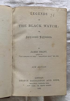Bild des Verkufers fr Legends of the Black Watch. Or Forty-Second Highlanders zum Verkauf von Doodletown Farm Books