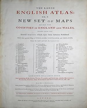 Imagen del vendedor de The Large English Atlas, or, a New Set of Maps of all the Counties in England and Wales, Drawn from the Several Surveys which have been hitherto Published. With three general Maps of England, Scotland, and Ireland. a la venta por Arader Galleries - AraderNYC
