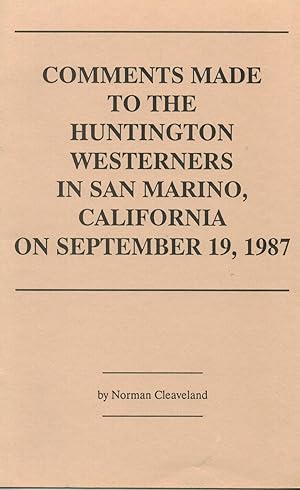 Imagen del vendedor de (Colfax County War) Comments Made to the Huntington Westerners a la venta por Sabino Books