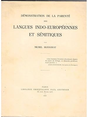 Démonstration de la parenté des langues indo-européennes et sémitiques.