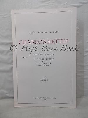 Chansonettes: Editions Critique