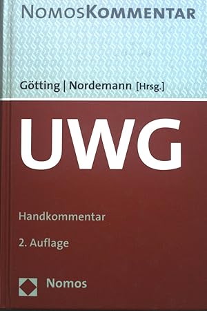 Bild des Verkufers fr UWG : Handkommentar. NomosKommentar zum Verkauf von books4less (Versandantiquariat Petra Gros GmbH & Co. KG)