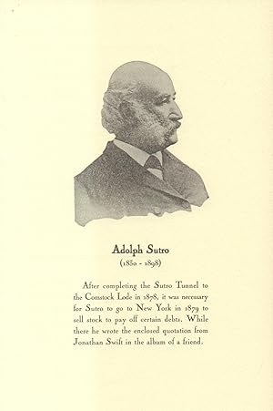 Seller image for Adolph Sutro Quotes Jonathan Swift for sale by Back of Beyond Books