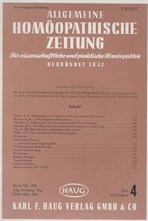 Seller image for Heft 4 / 83. AHZ. Allgemeine Homopathische Zeitung. Band 228. for sale by Fundus-Online GbR Borkert Schwarz Zerfa