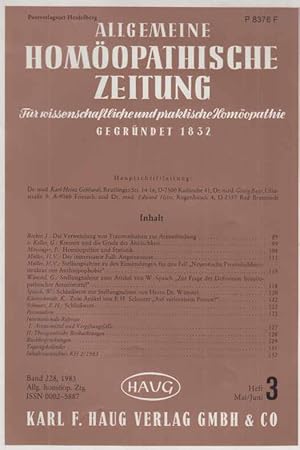Seller image for Heft 3 / 83. AHZ. Allgemeine Homopathische Zeitung. Band 228. for sale by Fundus-Online GbR Borkert Schwarz Zerfa