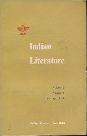 Image du vendeur pour Indian Literature Vol. 2 No. 2, Apr.-Sept. 59. mis en vente par Fundus-Online GbR Borkert Schwarz Zerfa