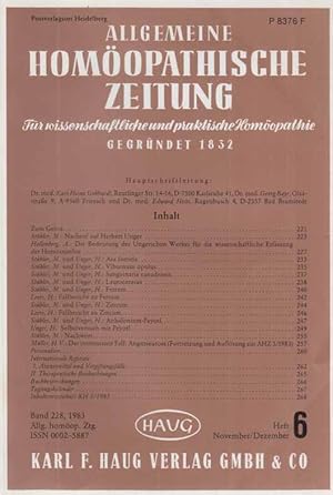 Seller image for Heft 6 / 83. AHZ. Allgemeine Homopathische Zeitung. Band 228. for sale by Fundus-Online GbR Borkert Schwarz Zerfa