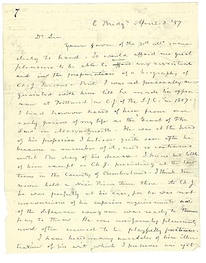 Autograph letter signed to Theophilus Parsons, Jr., East Bridgewater, 3 April 1857