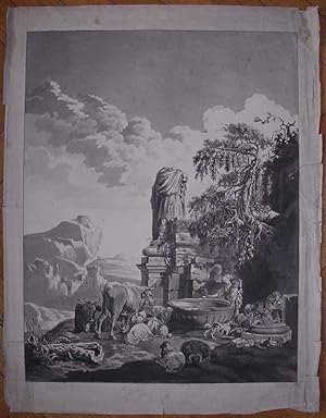 Abel Schlicht; Mannheim um 1800; Ruinenlandschaft m.Personen und Tieren
