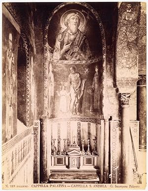Seller image for Palermo Sicily Palatine Chapel Interior Large original albumen photo 1880c L740 for sale by Libreria Lanterna Magica